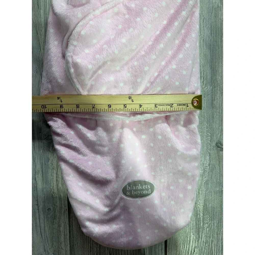 Blankets & Beyond Pink Polka Dot Plush Swaddle Bag Newborn 0-3M Sleep Sack